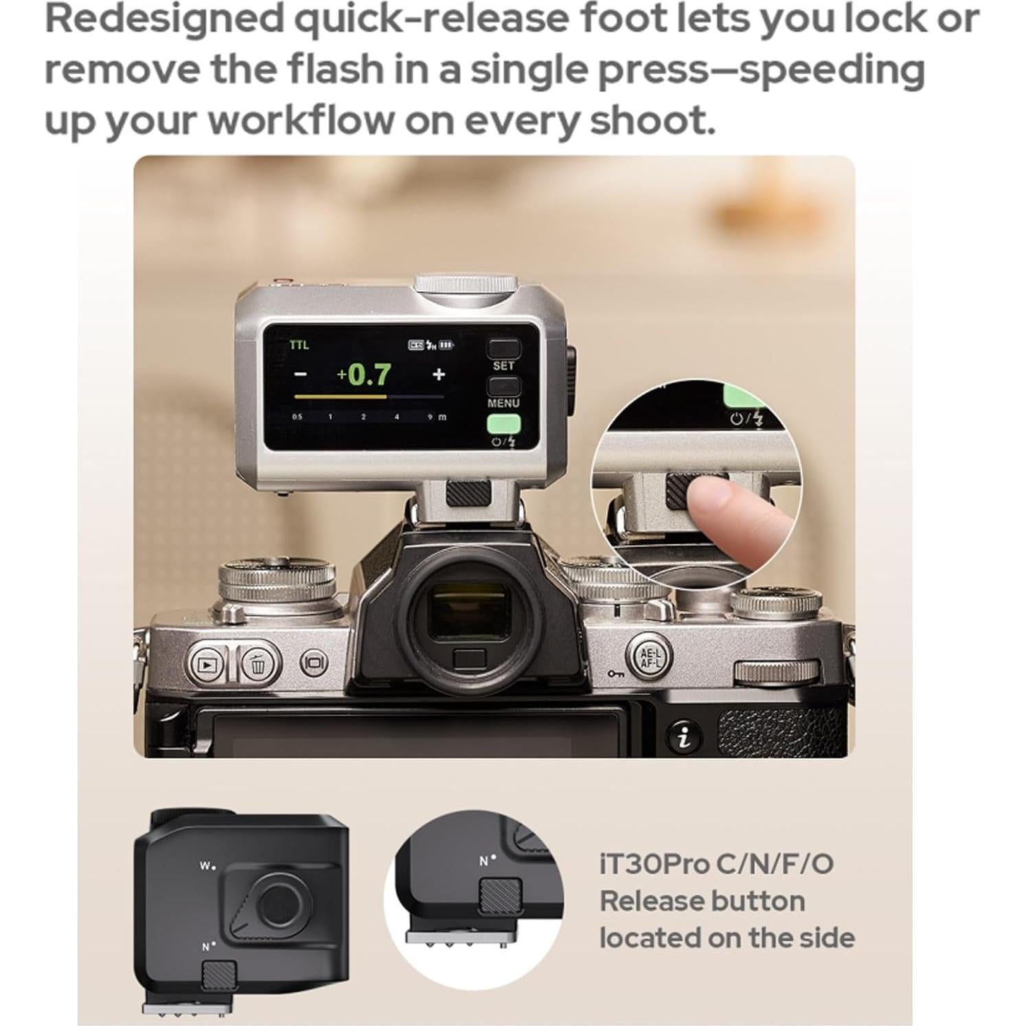 Flash Inalámbrico Godox iT30 Pro para Cámaras Olympus y Panasonic