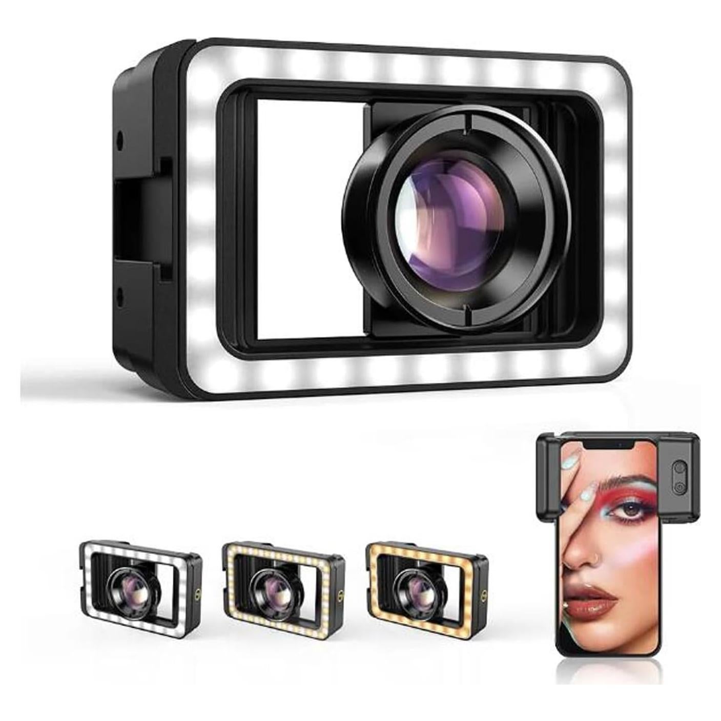 Lente Macro 100mm 10X con Luz LED para Teléfonos Móviles