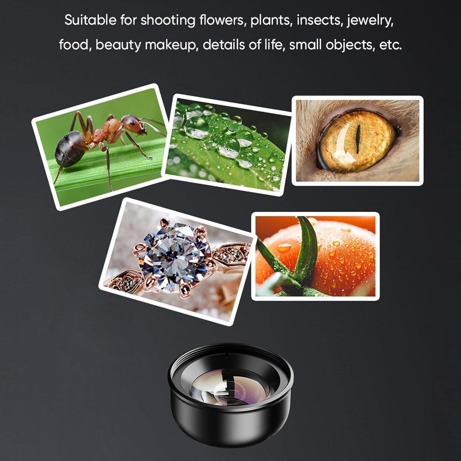 Lente Macro 100mm 10X con Luz LED para Teléfonos Móviles