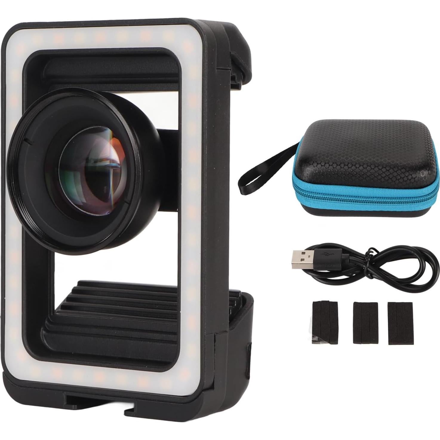 Lente Macro 100mm 10X con Luz LED para Teléfonos Móviles