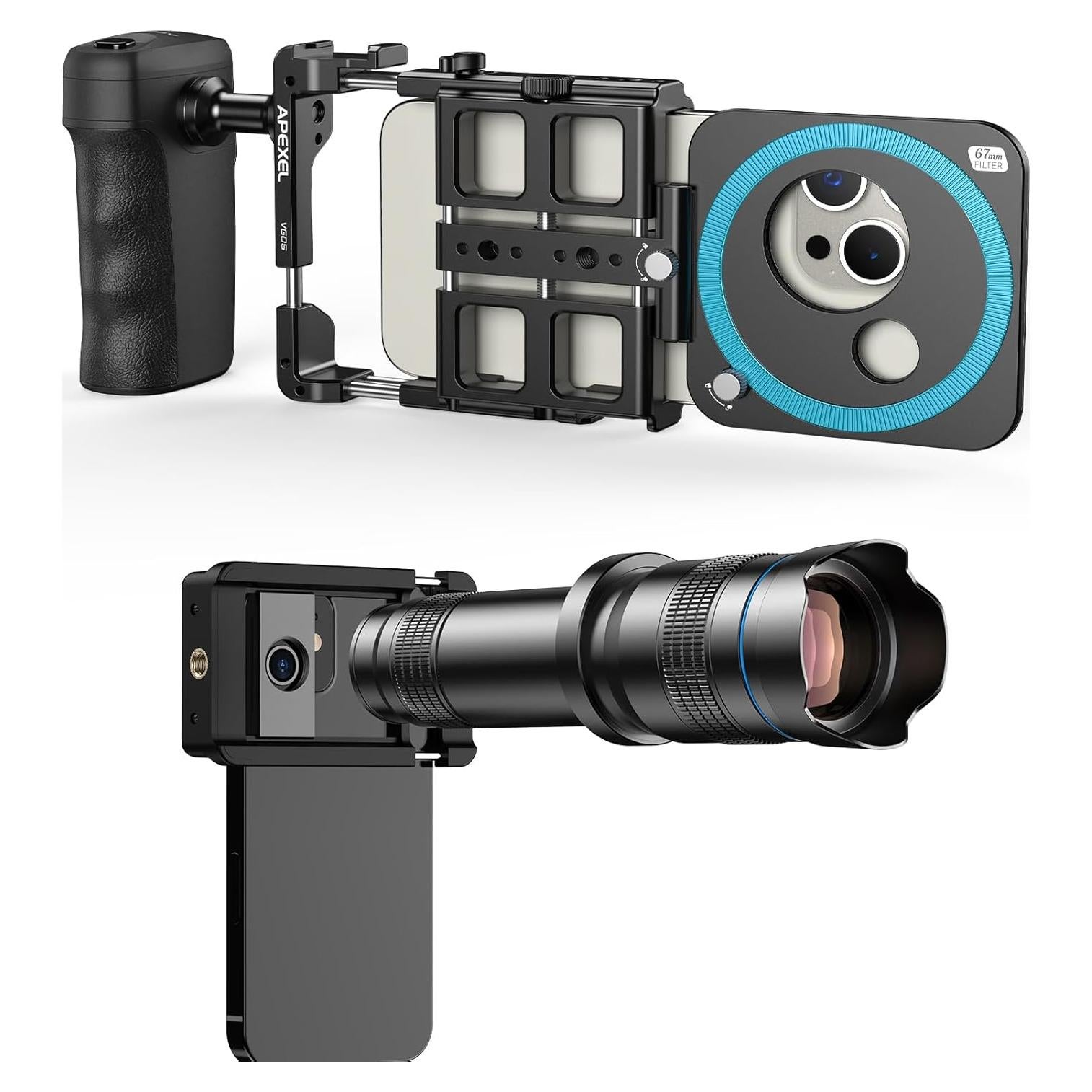 Lente Telefoto APEXEL 36X para Teléfono con Kit de Video