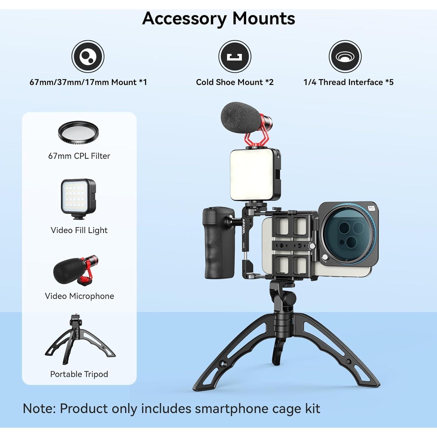 Lente Telefoto APEXEL 36X para Teléfono con Kit de Video