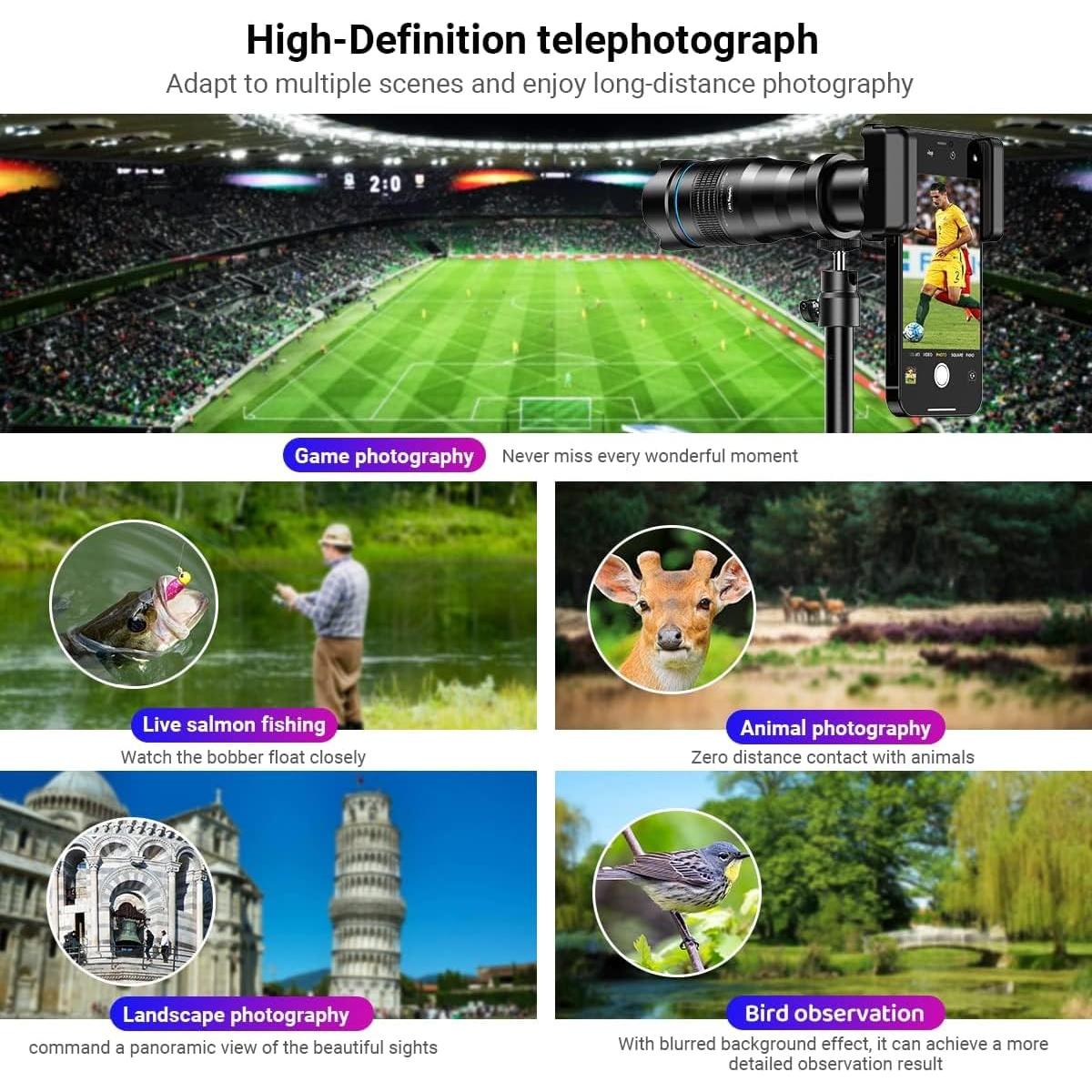 Lente Telefoto APEXEL 36X para Teléfono con Kit de Video