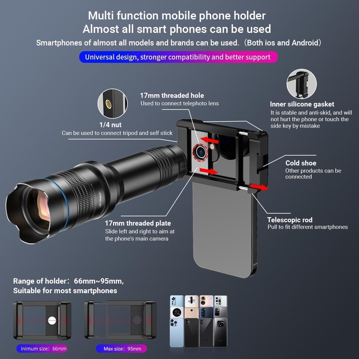 Lente Telefoto APEXEL 36X para Teléfono con Kit de Video