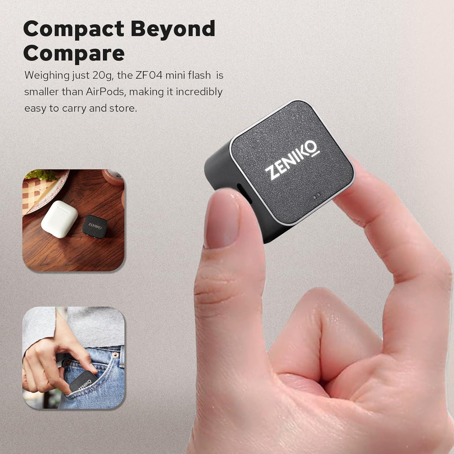 Flash Mini Zeniko ZF04 Speedlite 372 Disparos 6500K Negro