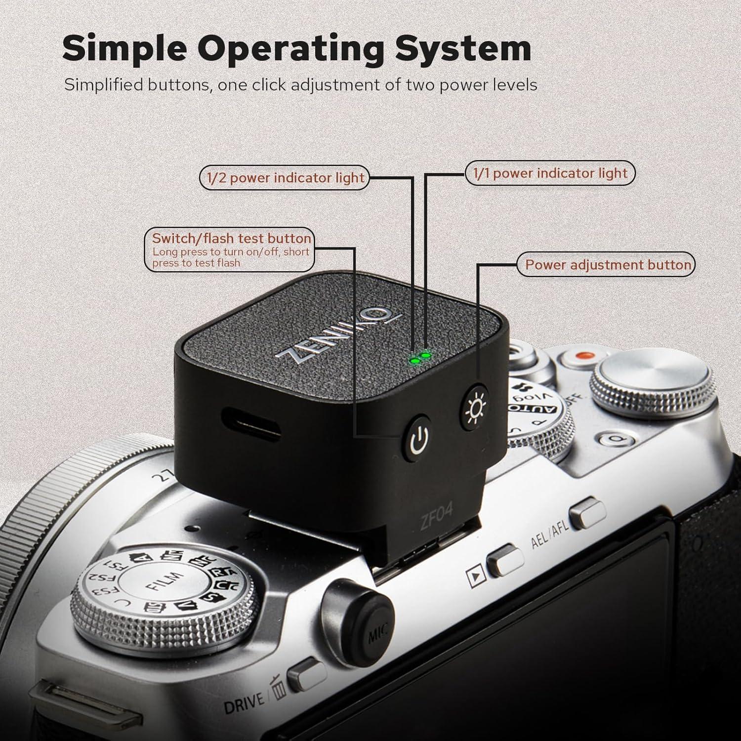 Flash Mini Zeniko ZF04 Speedlite 372 Disparos 6500K Negro