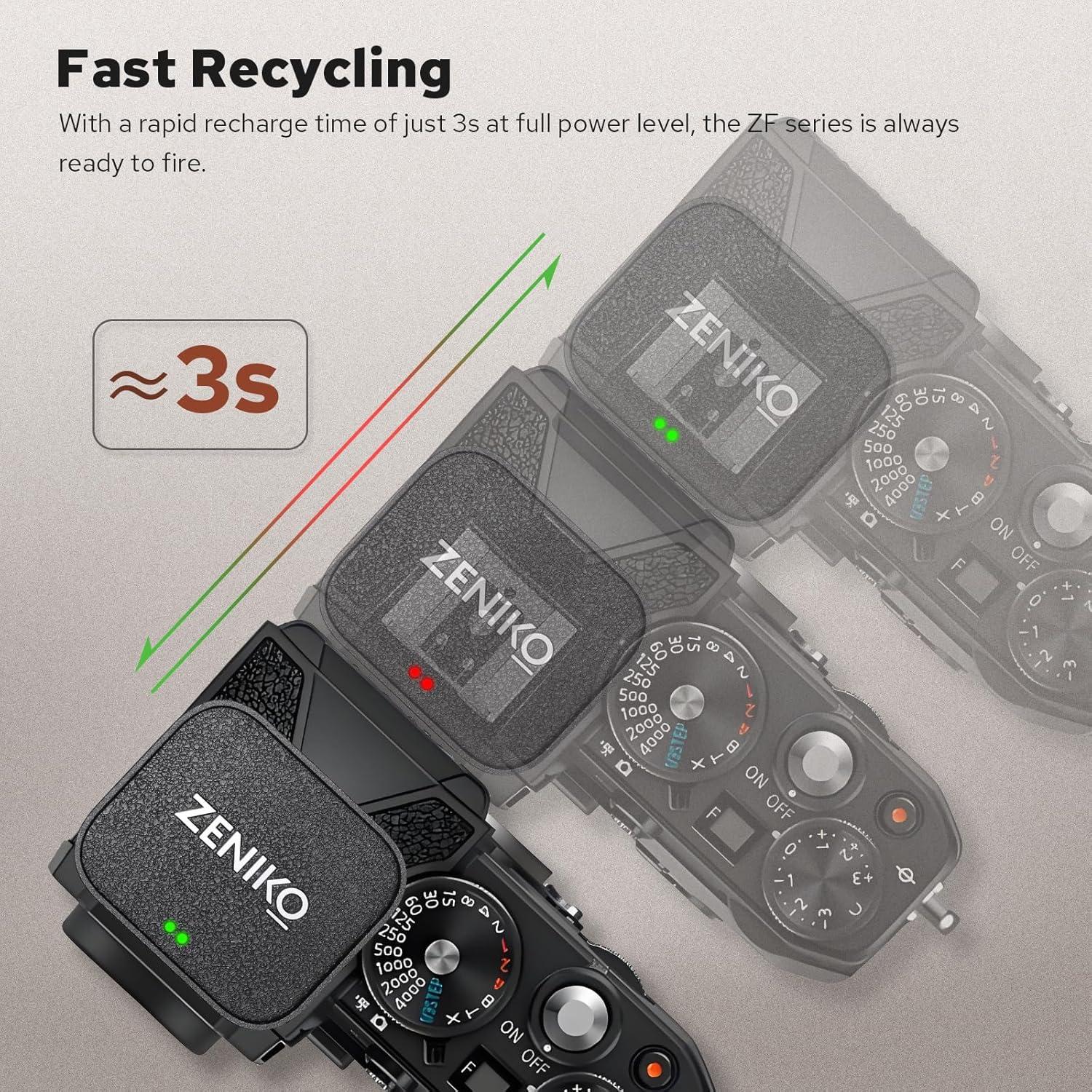 Flash Mini Zeniko ZF04 Speedlite 372 Disparos 6500K Negro