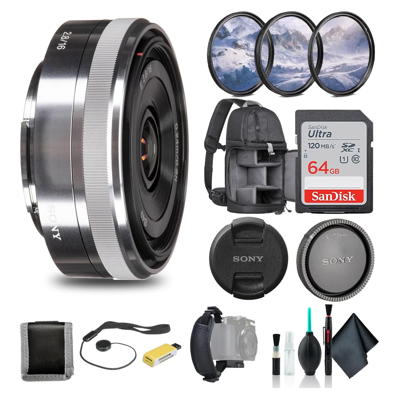 Lente Sony E 16mm F2.8 Pancake Gran Angular + Kit Accesorios