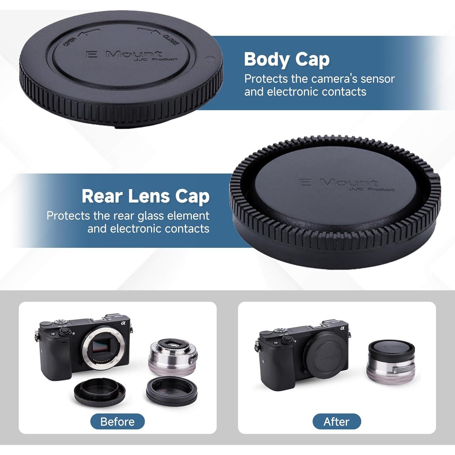 Kit de Tapa de Cuerpo y Tapa Trasera de Lente JJC para Sony