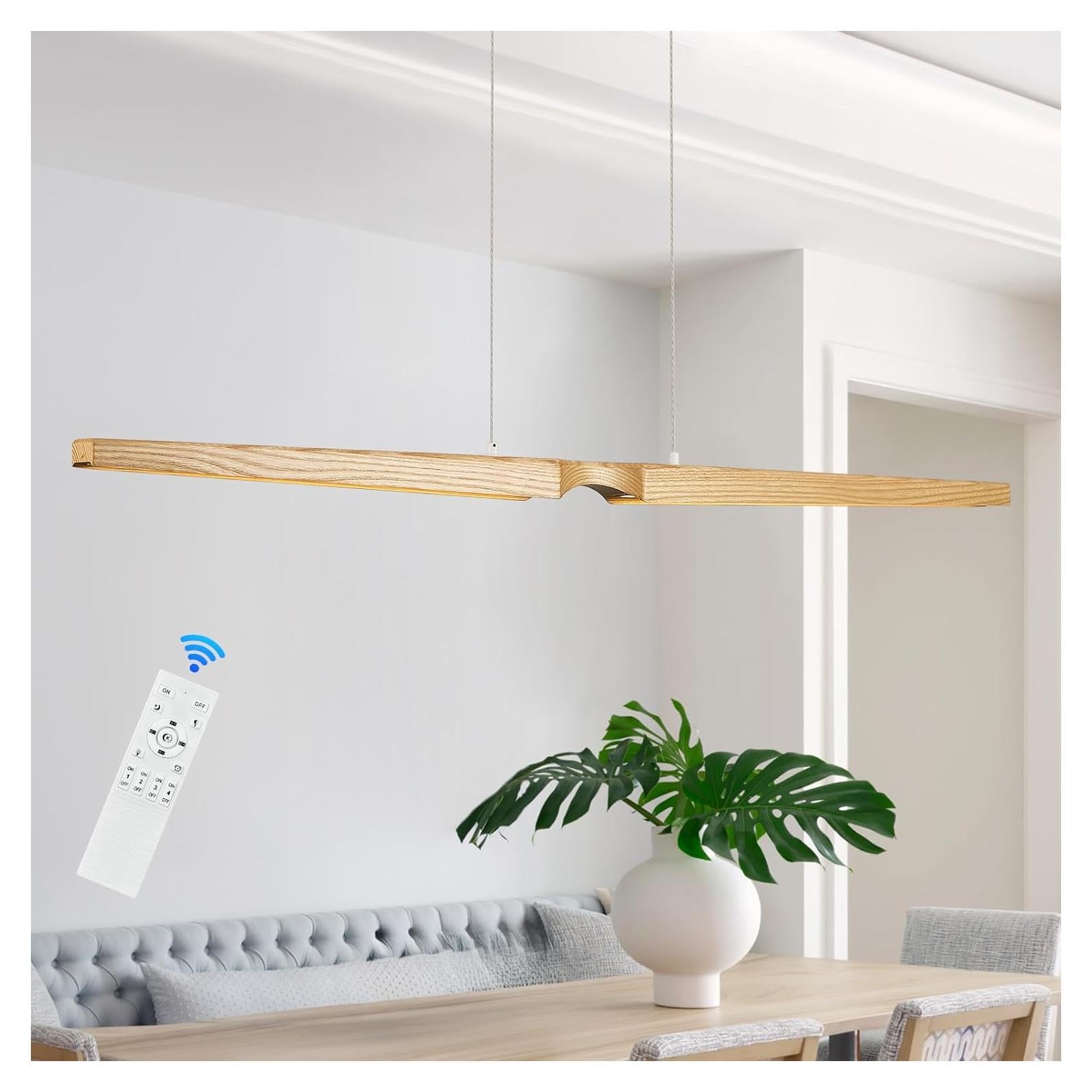 Lámpara Colgante LED Dimmable Caraluxe 132 cm Madera Natural