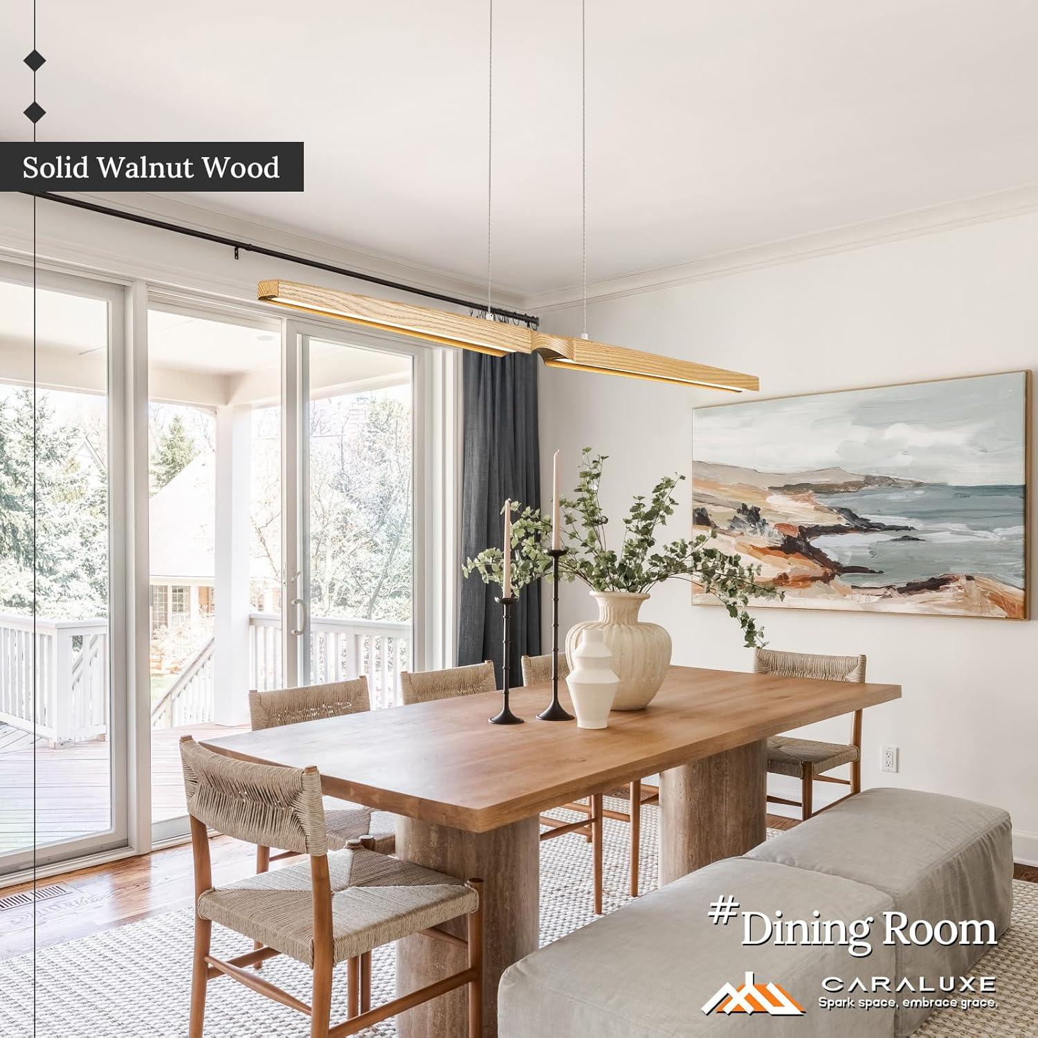 Lámpara Colgante LED Dimmable Caraluxe 132 cm Madera Natural