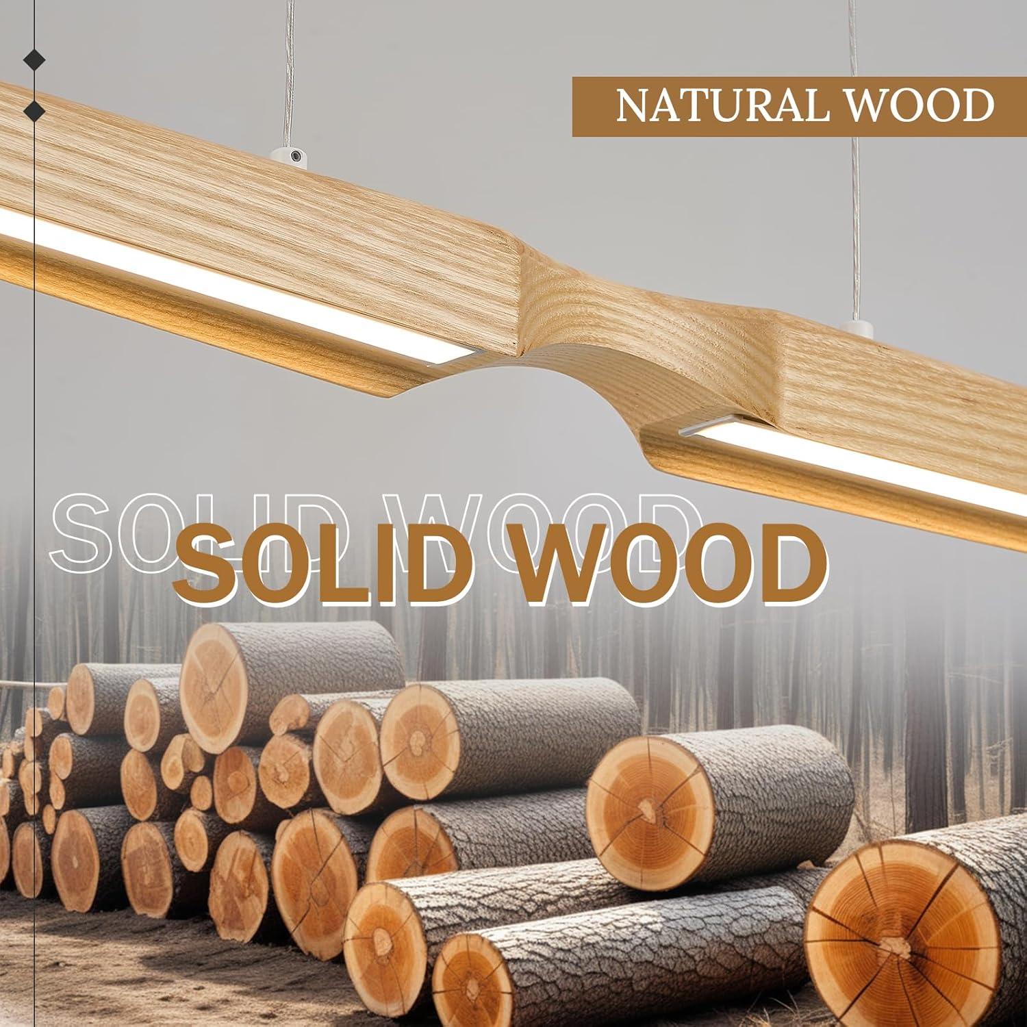 Lámpara Colgante LED Dimmable Caraluxe 132 cm Madera Natural