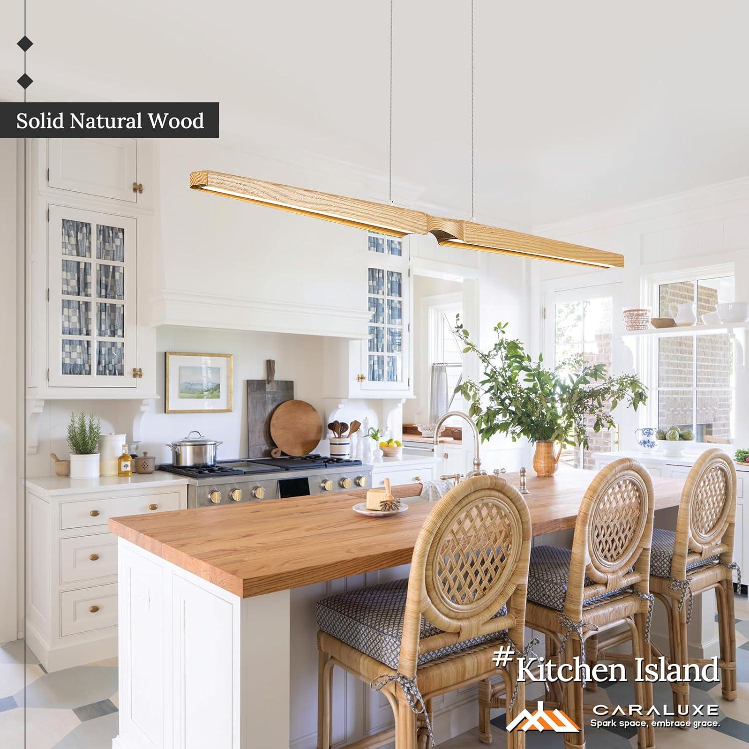 Lámpara Colgante LED Dimmable Caraluxe 132 cm Madera Natural