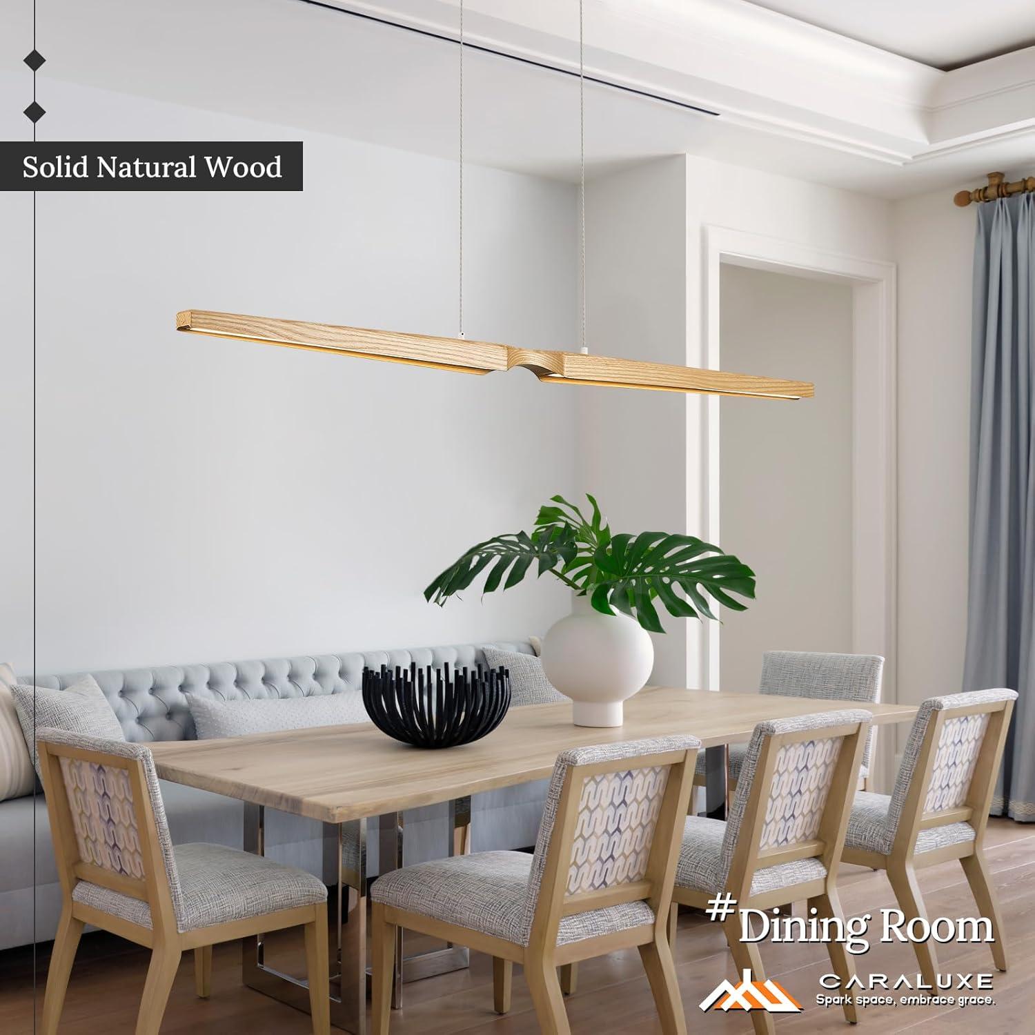 Lámpara Colgante LED Dimmable Caraluxe 132 cm Madera Natural