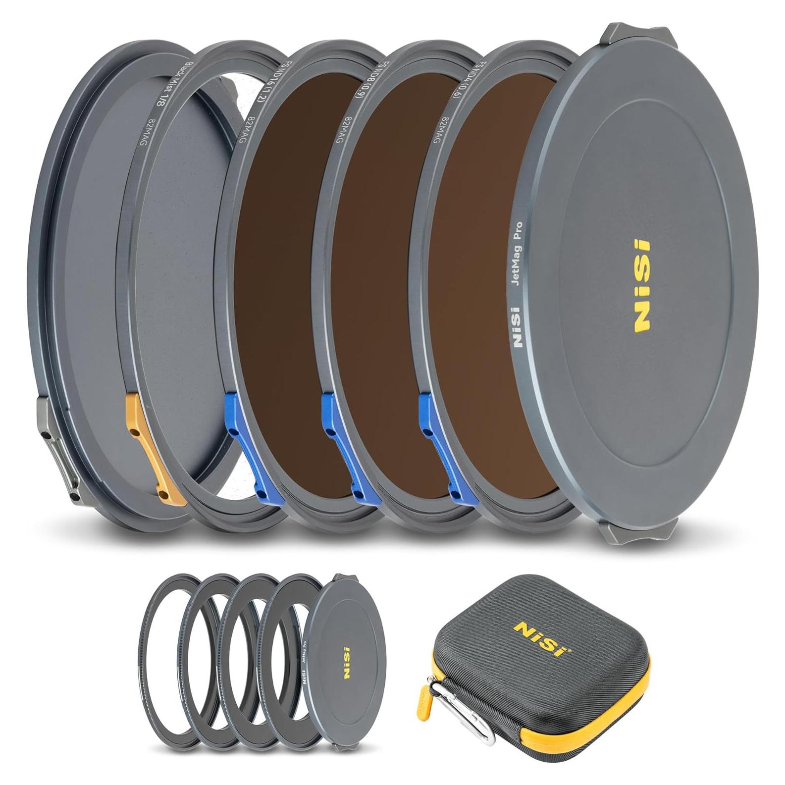 Kit de Filtros Magnéticos NiSi JetMag Pro 82mm - ND4, ND8, ND16, Black Mist 1/8