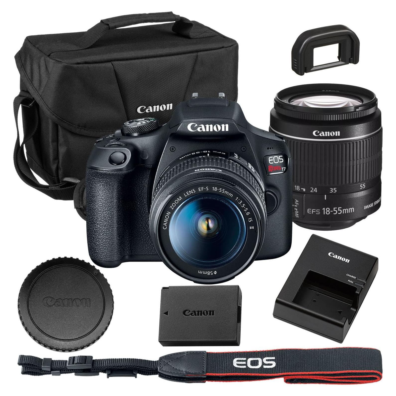Cámara DSLR Canon EOS Rebel T7 Kit con Lente 18-55mm y Bolsa
