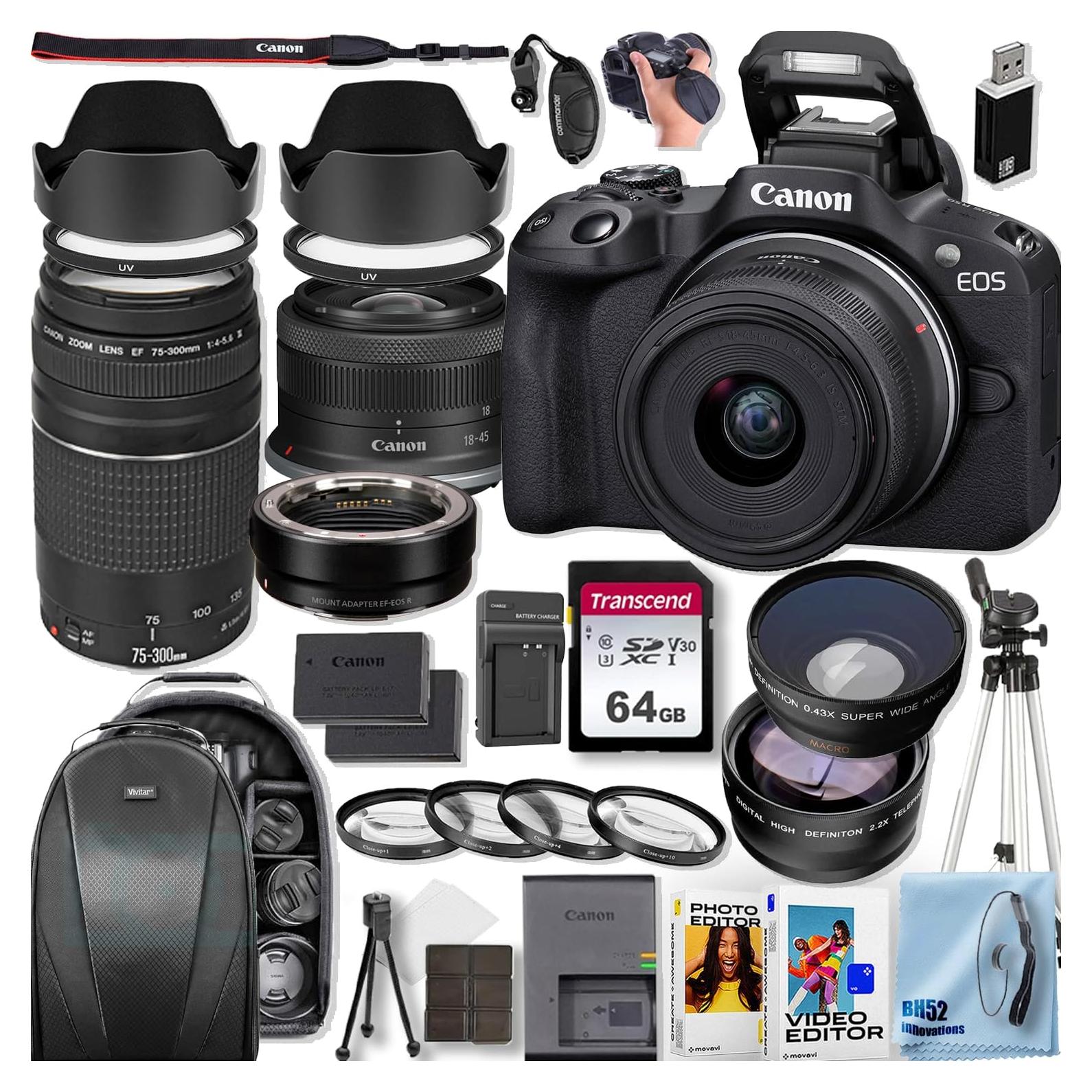 Cámara sin Espejo Canon EOS R50 + Lente RF-S 18-45mm + Accesorios