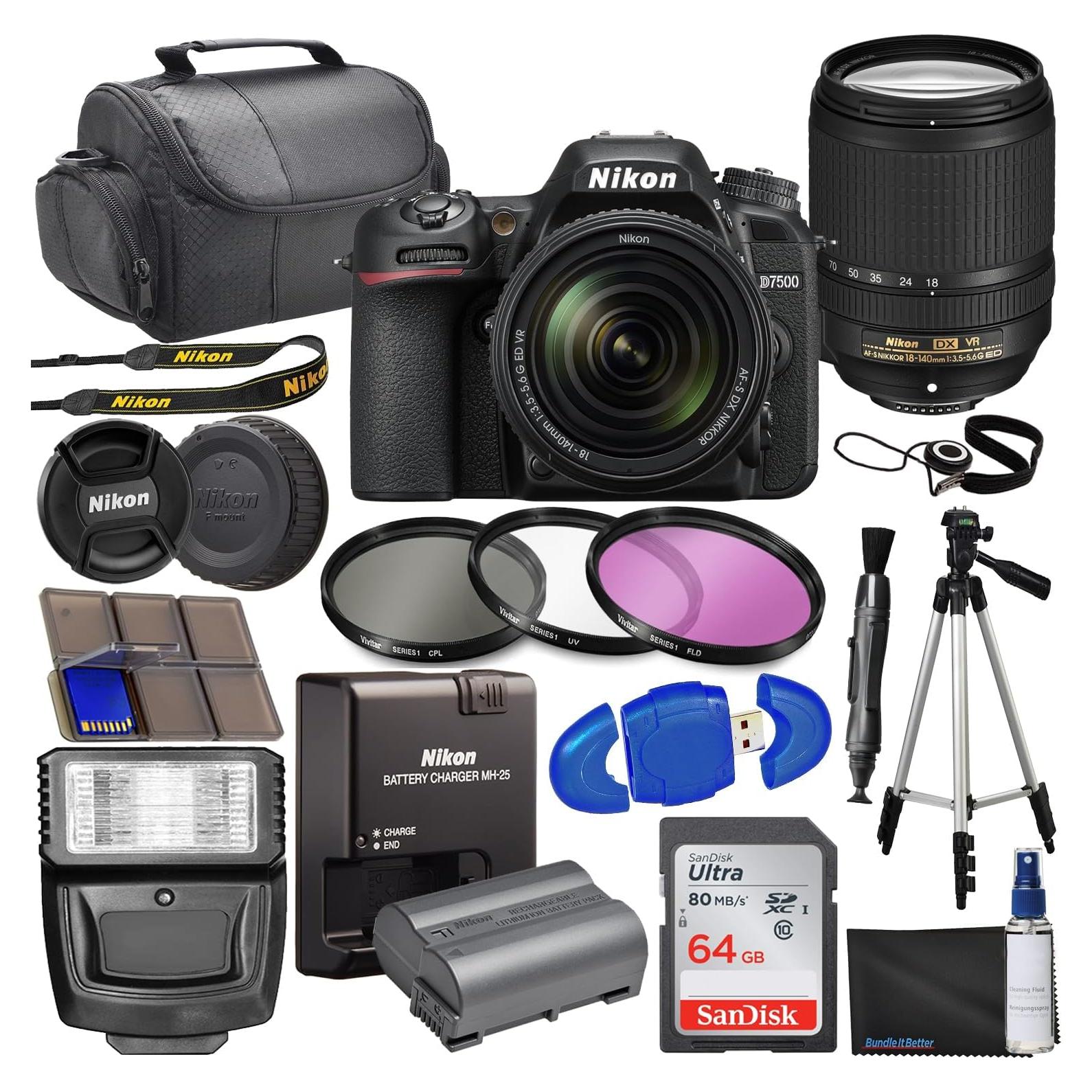 Cámara DSLR Nikon D7500 + Lente 18-140mm + Accesorios