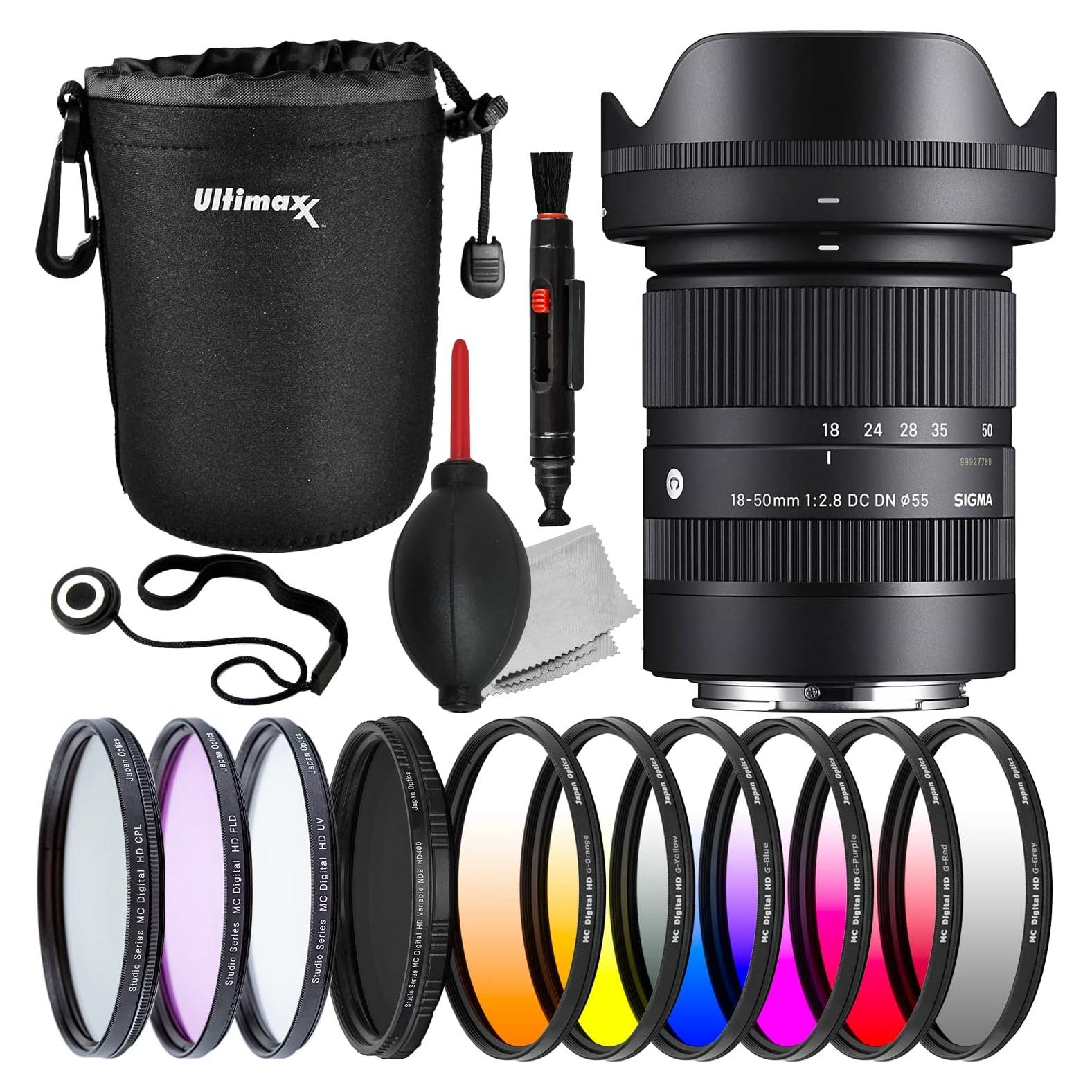 Lente Sigma 18-50mm f/2.8 DC DN E-Mount + Kit de Filtros 19 Piezas