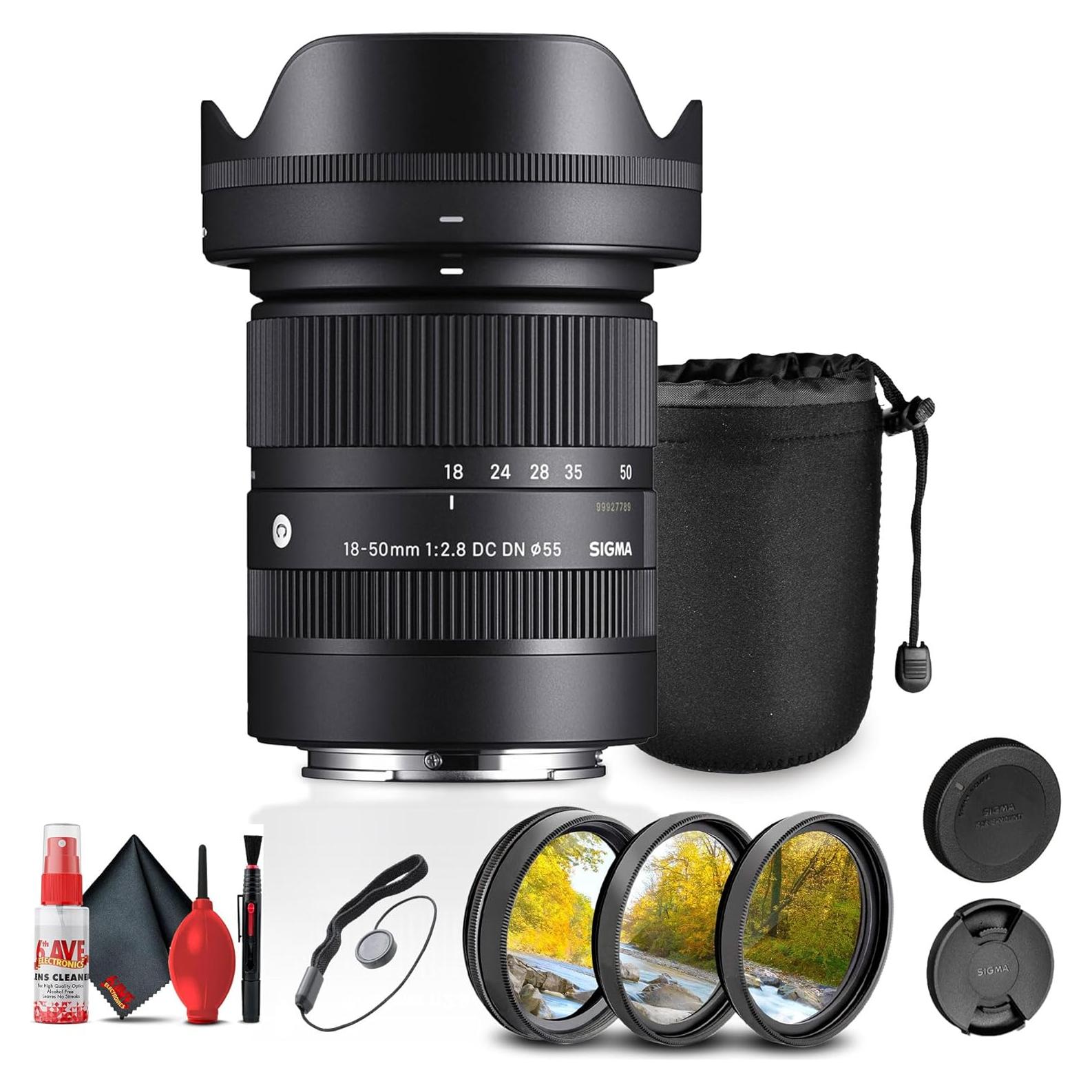 Lente Sigma 18-50mm f/2.8 DC DN para Sony E + Kit de Filtros