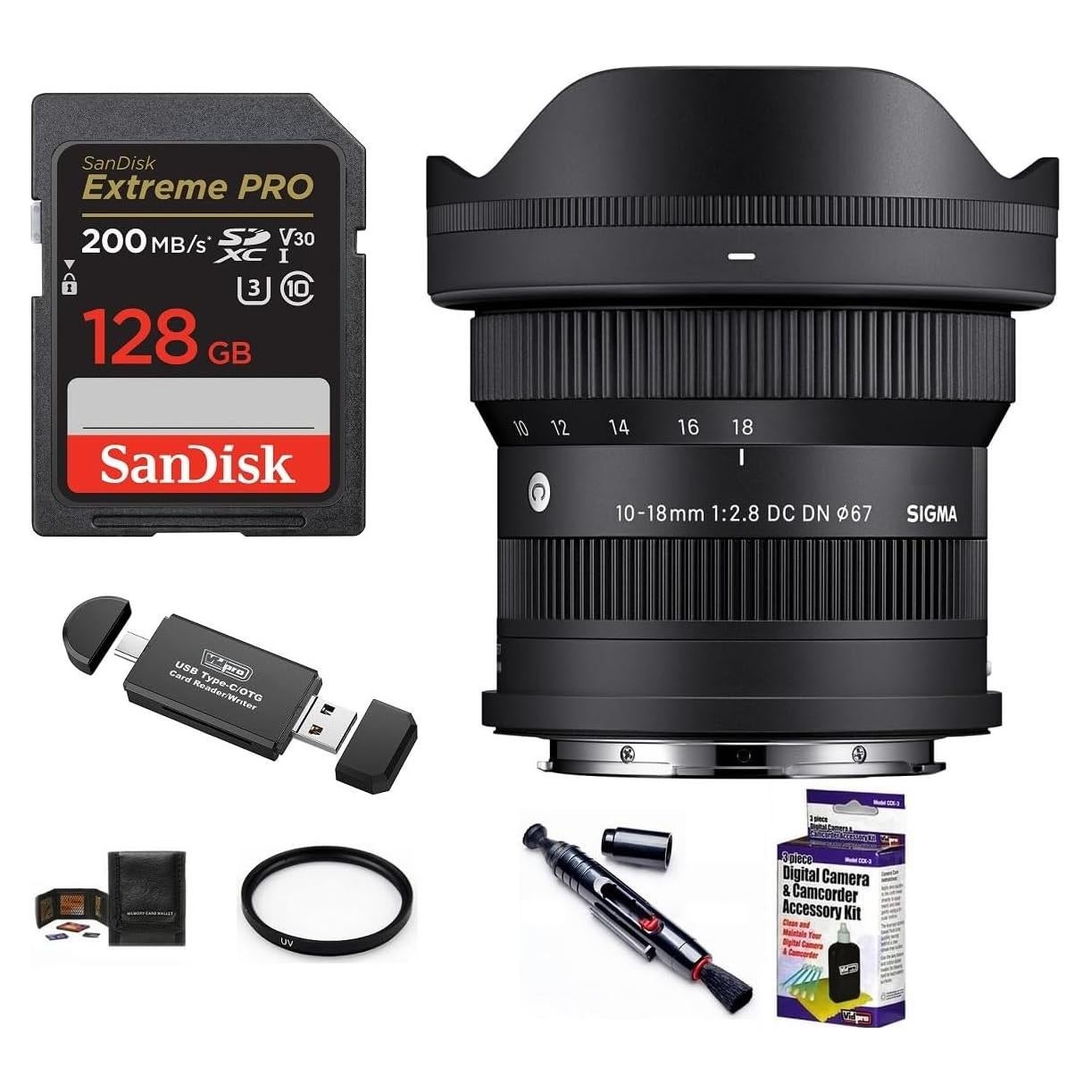 Lente Sigma 10-18mm f/2.8 DC DN para FUJIFILM X + Accesorios