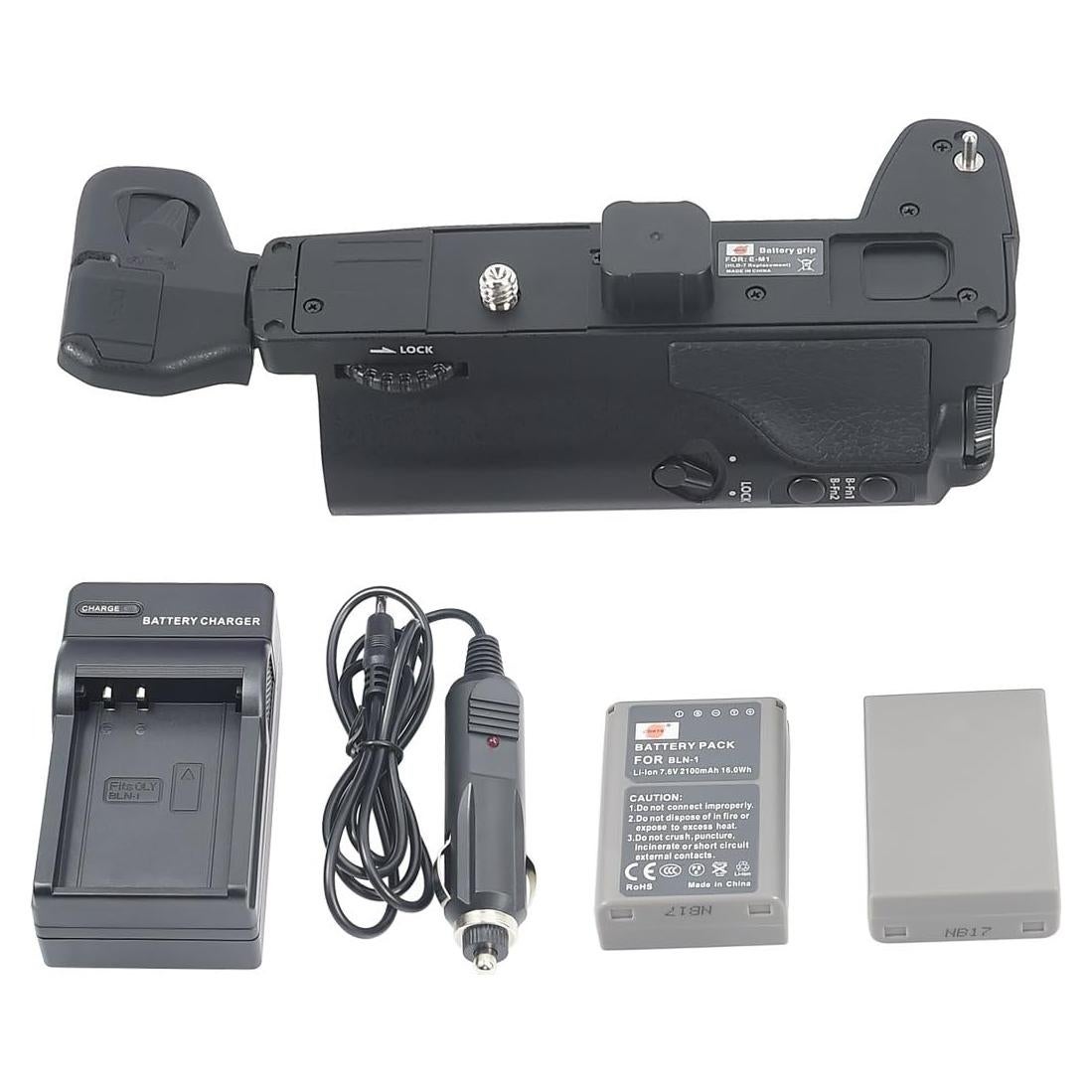Empuñadura Vertical DSTE HLD-7 + 2 Baterías BLN-1 para Olympus E-M1