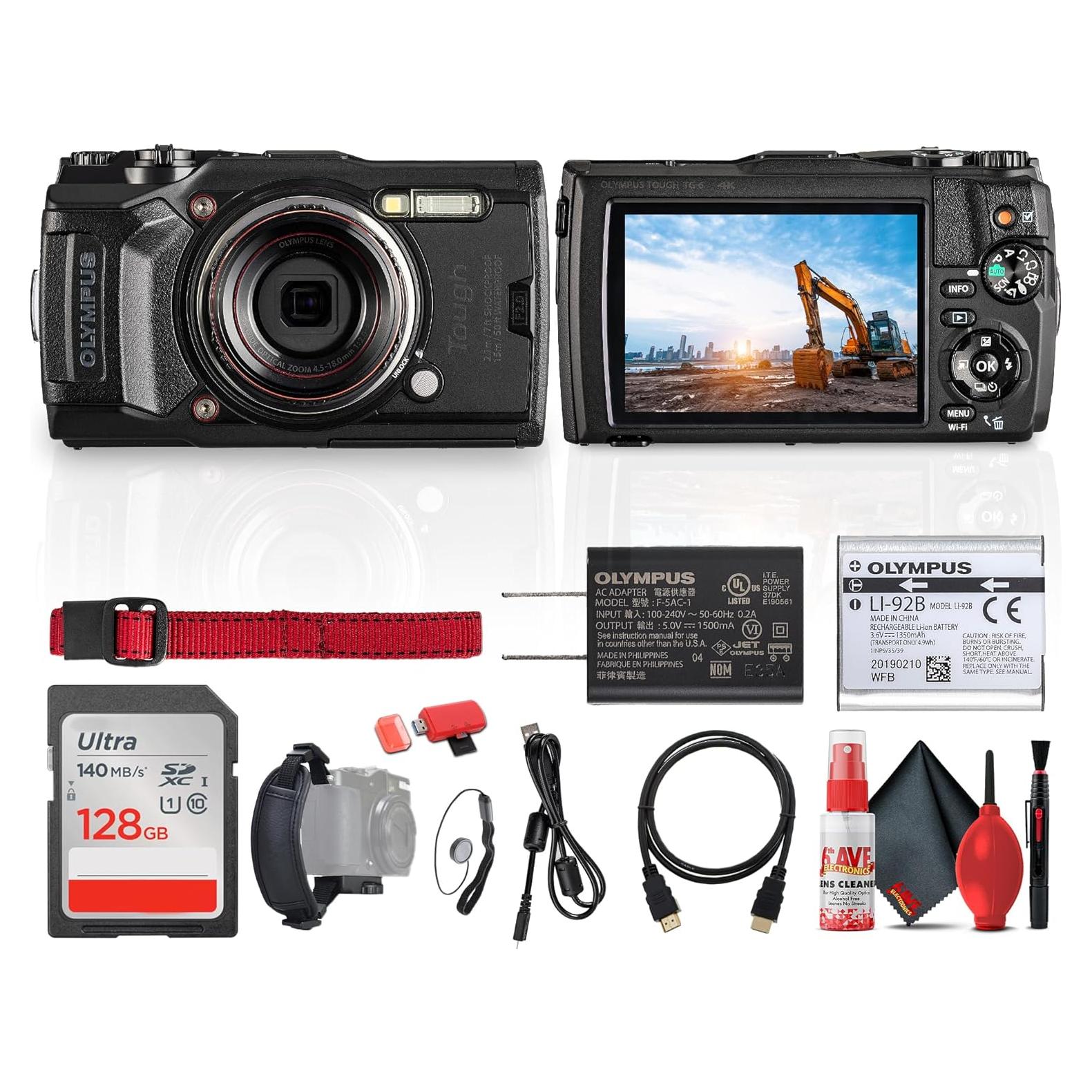 Cámara Digital Olympus Tough TG-6 Negra 12MP 4K + Accesorios