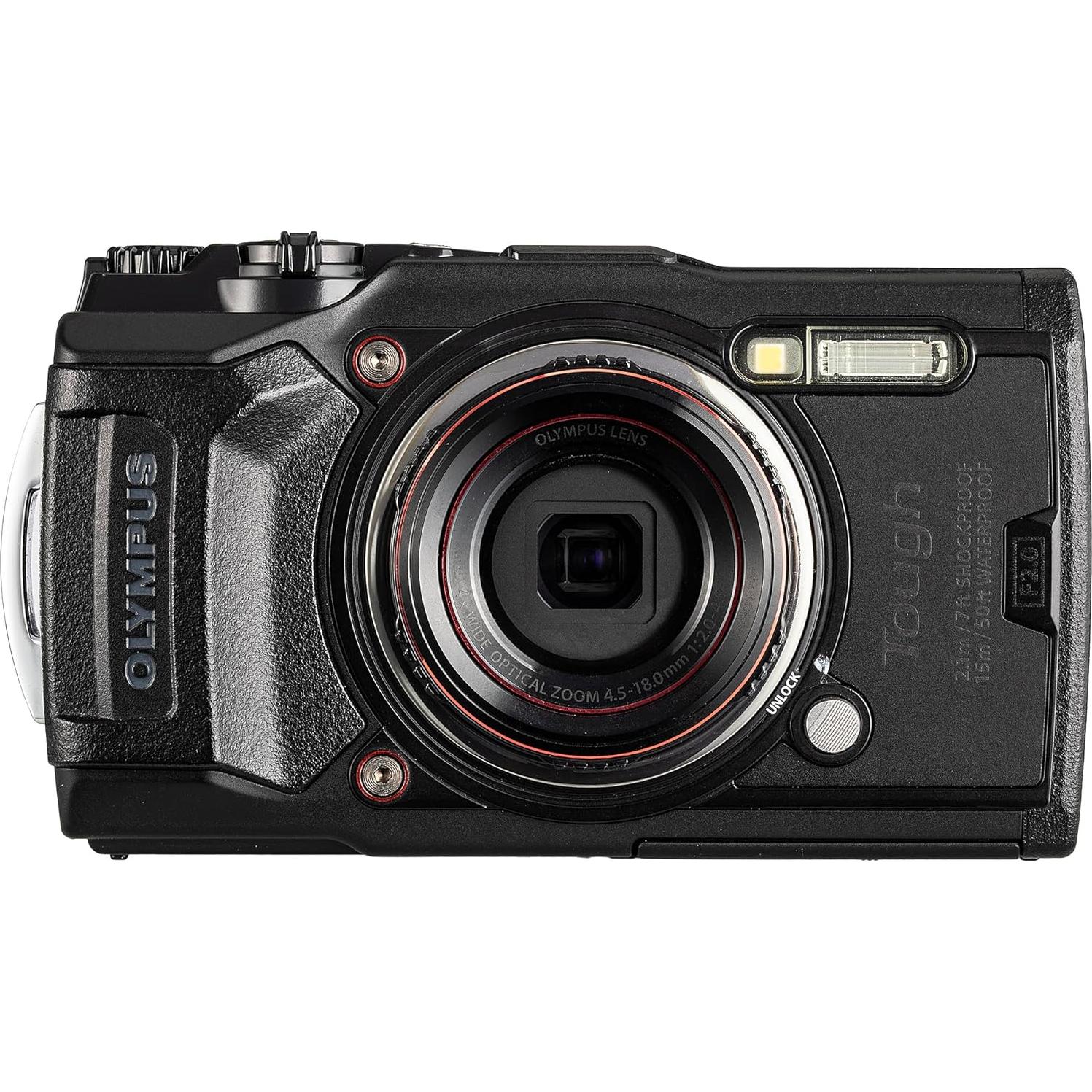 Cámara Digital Olympus Tough TG-6 Negra 12MP 4K + Accesorios