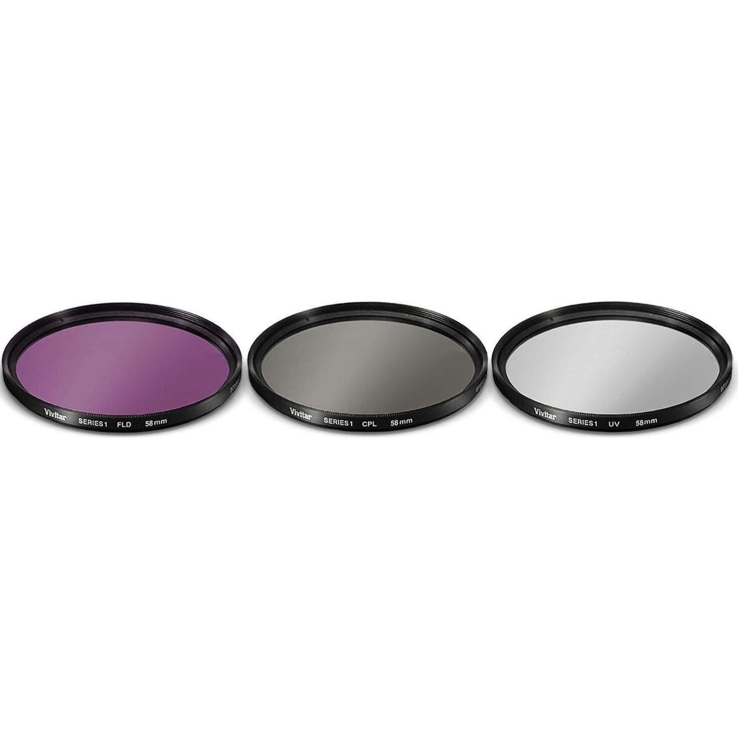 Kit de Filtro y Lente 3 Piezas 58mm para Cámaras Canon y PENTAX