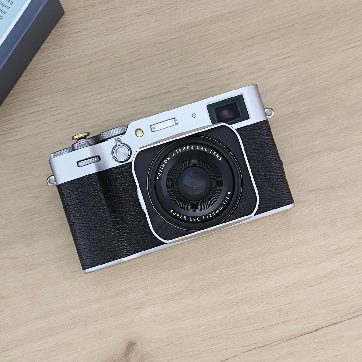 Capucha de lente metálica Haoge para Fujifilm X100VI con anillo adaptador 49mm