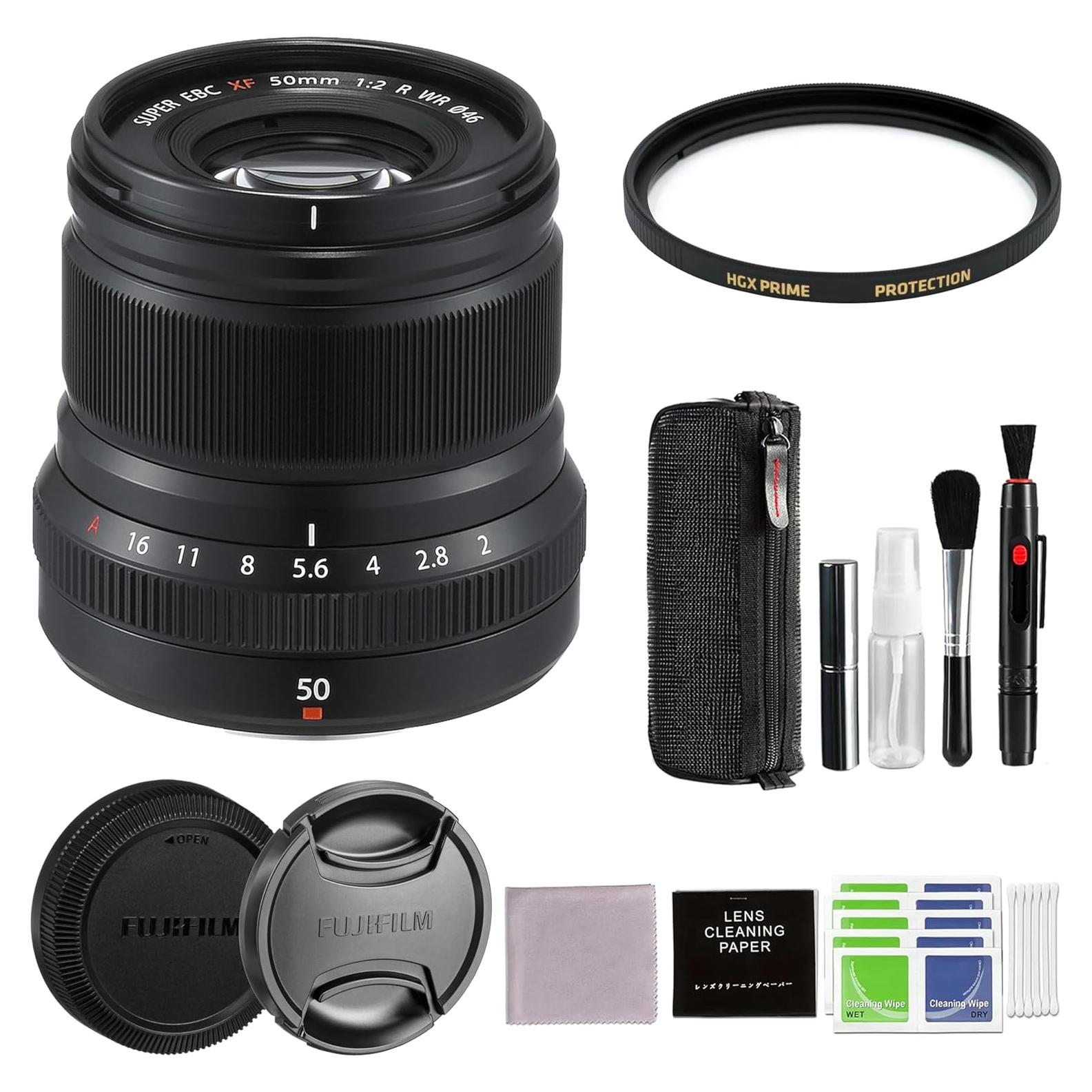 Lente Fujifilm XF 50mm f/2 R WR + Filtro 46mm + Kit Limpieza