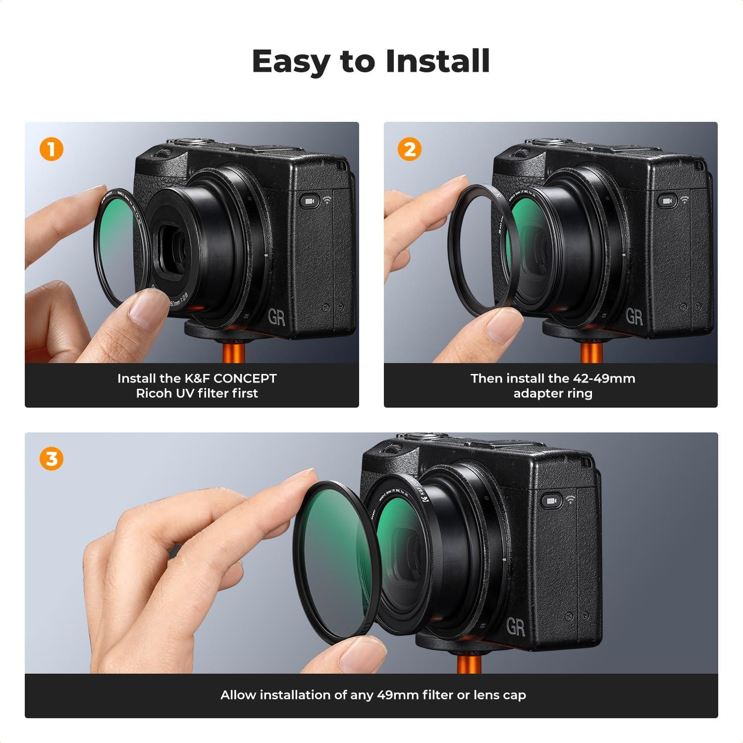 Filtro de Difusión Negro 1/4 y UV Ricoh GR III 42-49mm
