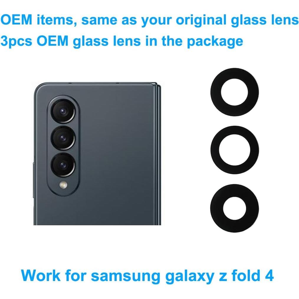 Reemplazo Lente Cámara Trasera OEM 3 Piezas Samsung Galaxy Z Fold 4