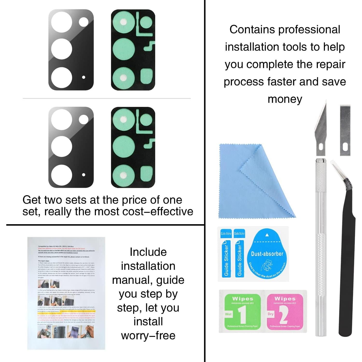 Kit Reemplazo Cristal Lente Cámara Samsung Galaxy Note 20 Gris