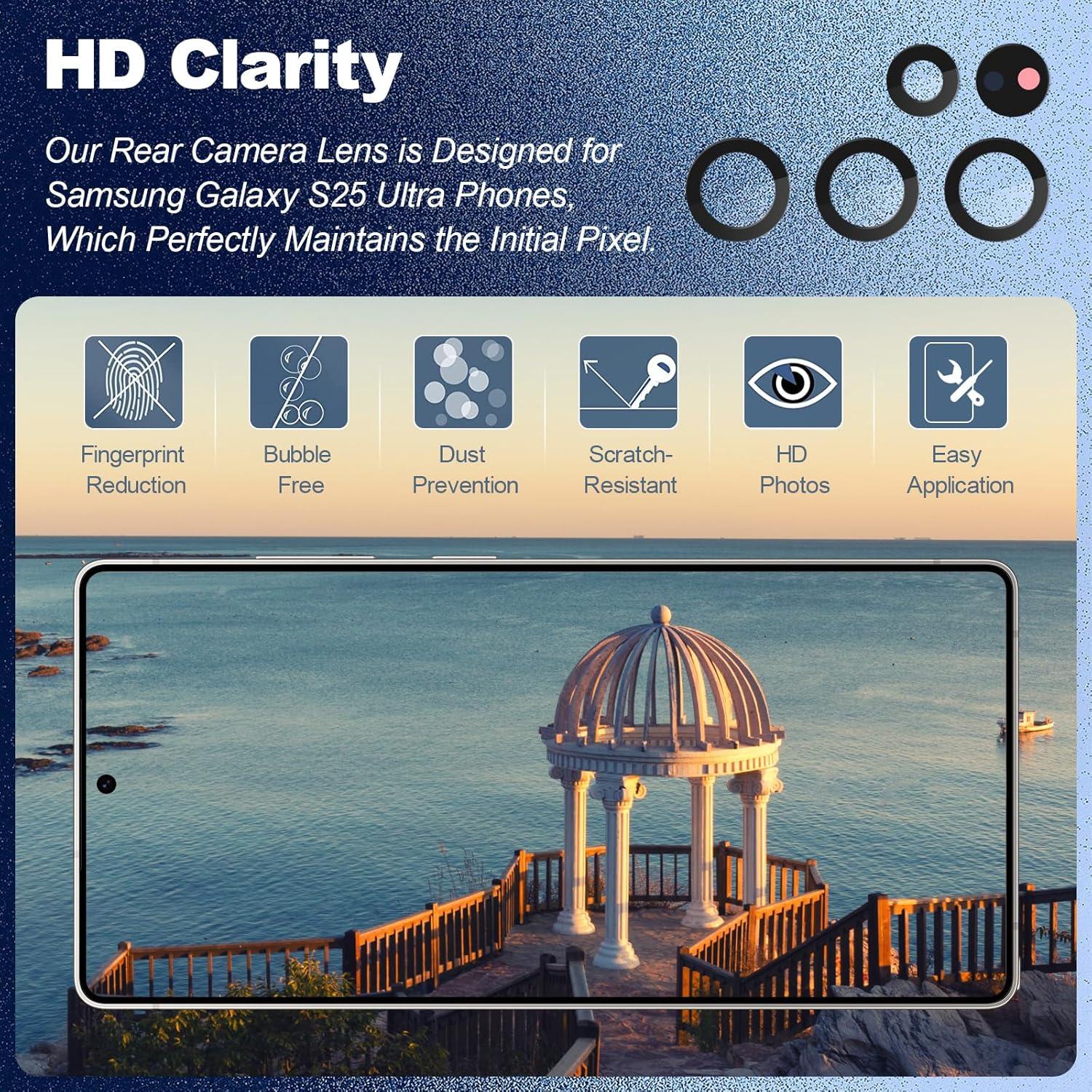 2 Cristales de Lente de Cámara Trasera Samsung Galaxy S25 Ultra + Kit