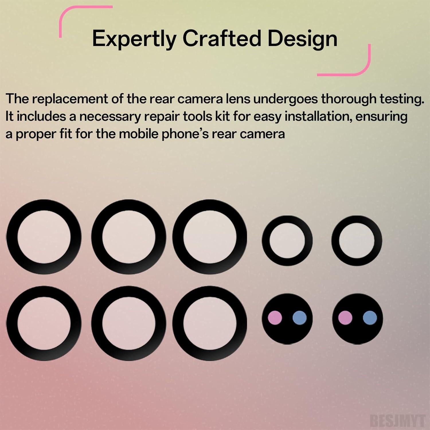 Paquete de 2 lentes de cámara trasera BESJMYT para S22 Ultra