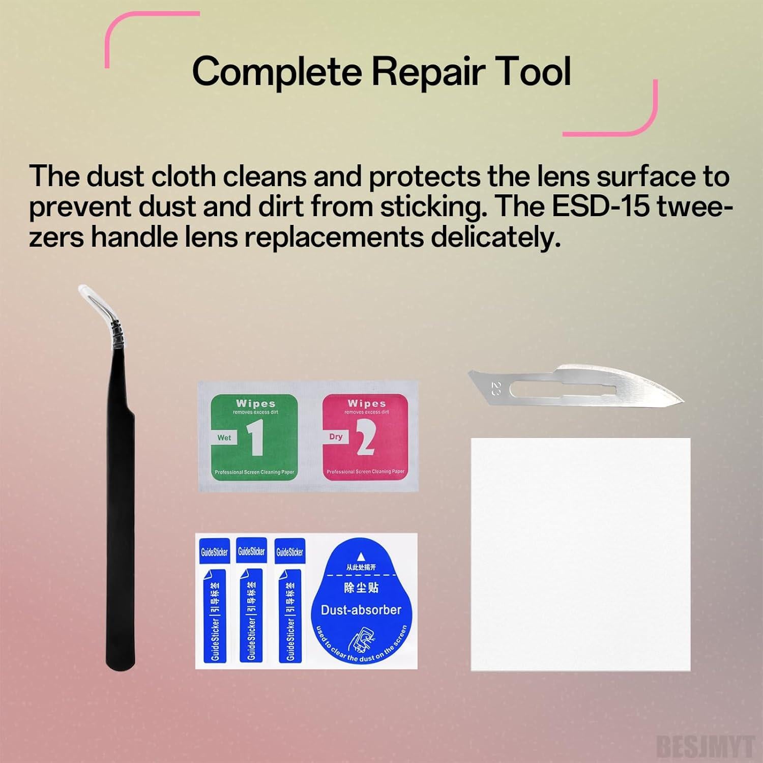 Paquete de 2 lentes de cámara trasera BESJMYT para S22 Ultra