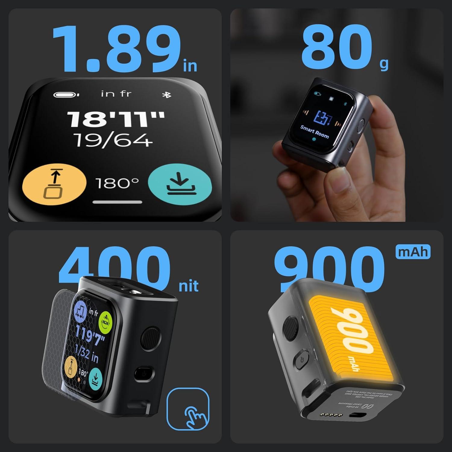 HOZO Medidor Láser Modular 50m Precisión 1.59mm Pantalla LCD