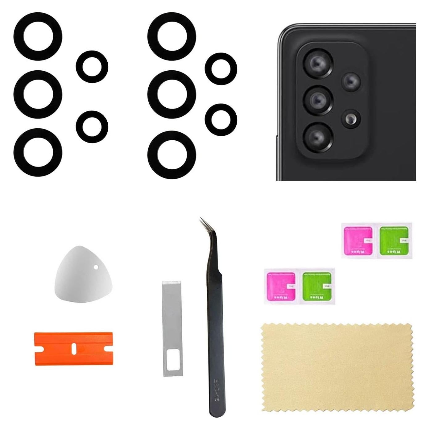 Cubierta de vidrio cámara trasera Samsung Galaxy A53 5G - 2 Piezas