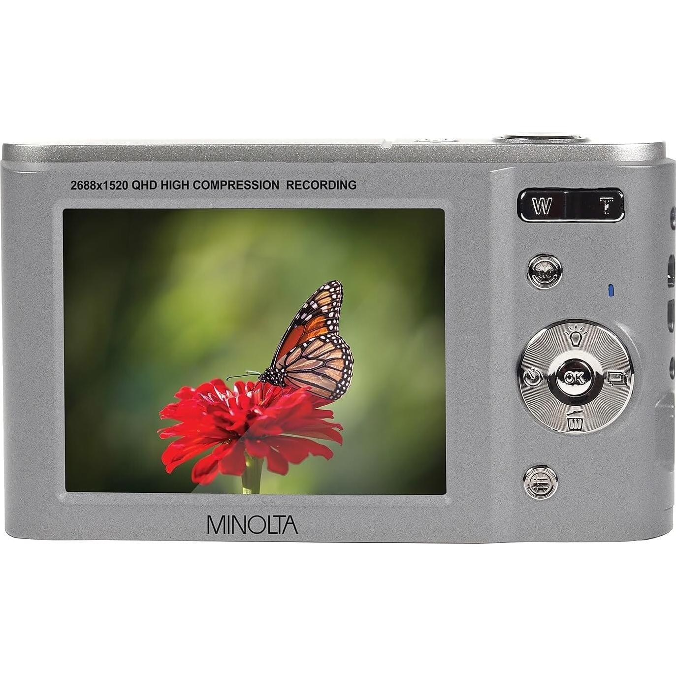 Cámara Digital Minolta MND20 44MP 2.7K Plata + Accesorios