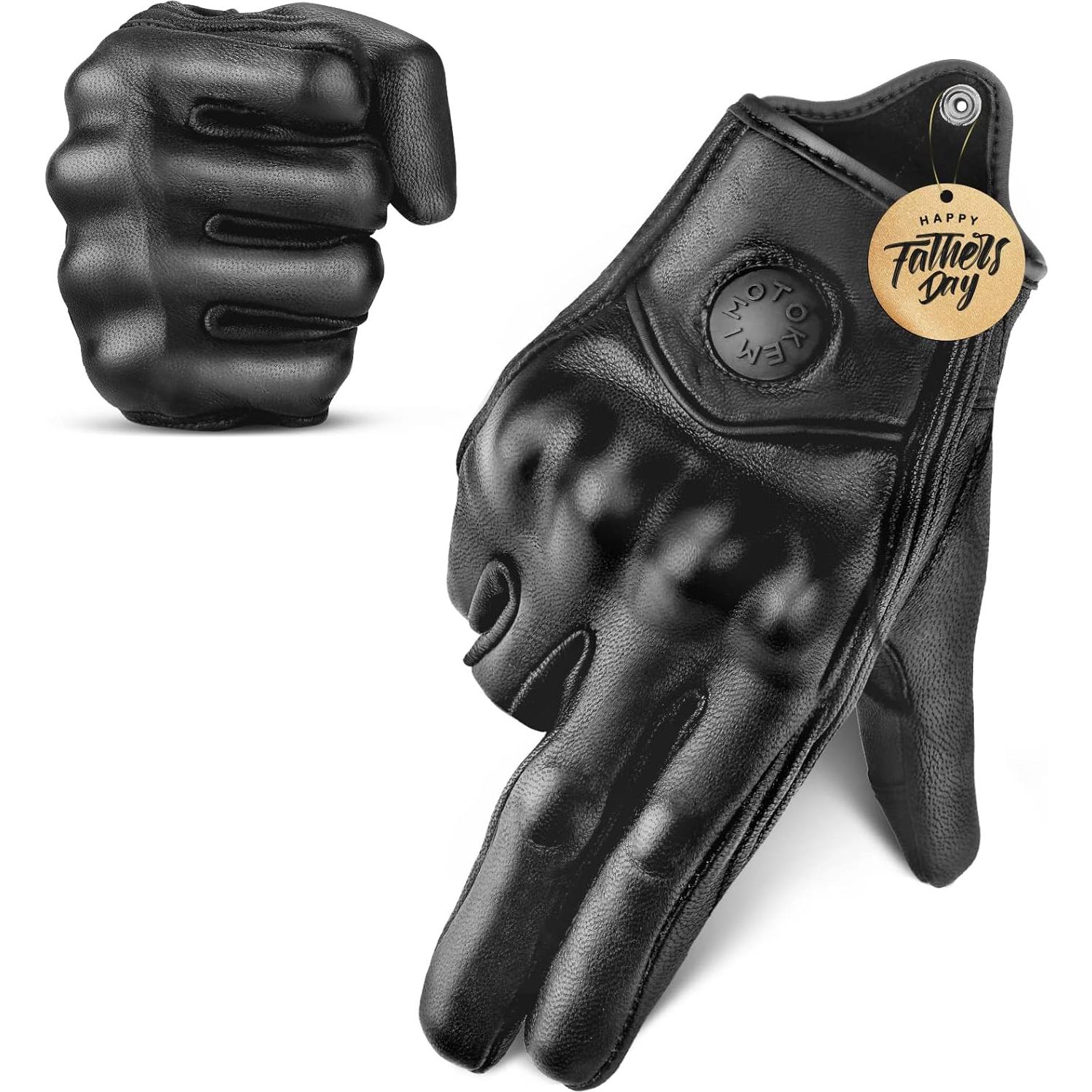 Guantes de Motocicleta KEMIMOTO de Cuero Táctiles Negros