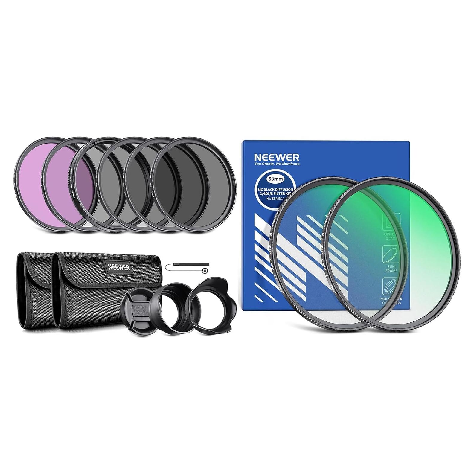 Kit de Filtros de Lente Neewer 58mm ND UV CPL FLD para DSLR