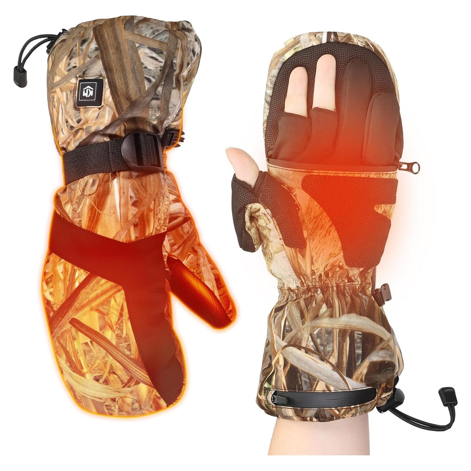 Guantes Calentados KEMIMOTO Camo con Mitones Desplegables