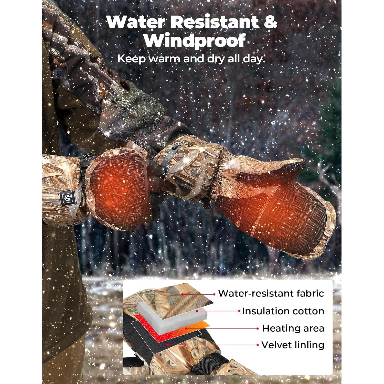 Guantes Calentados KEMIMOTO Camo con Mitones Desplegables