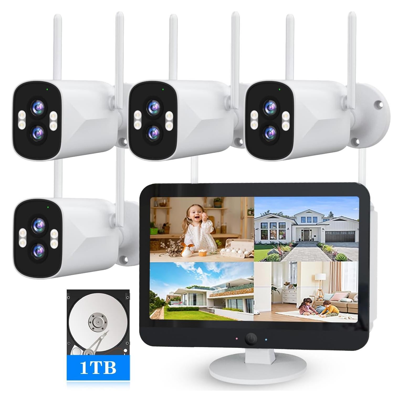 Sistema de Cámara de Seguridad Inalámbrica ZHXINSD 2K Doble Lente 10X