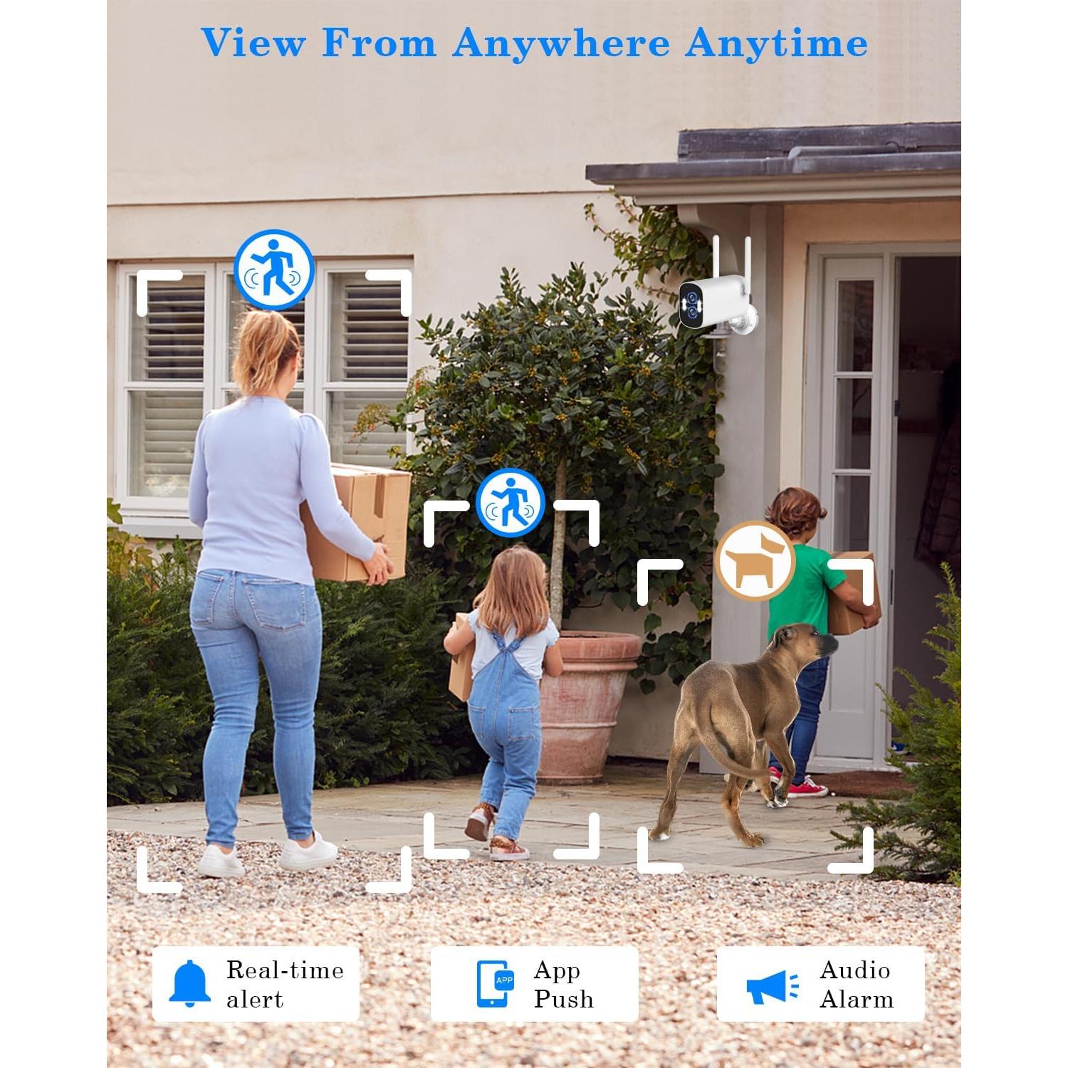 Sistema de Cámara de Seguridad Inalámbrica ZHXINSD 2K Doble Lente 10X