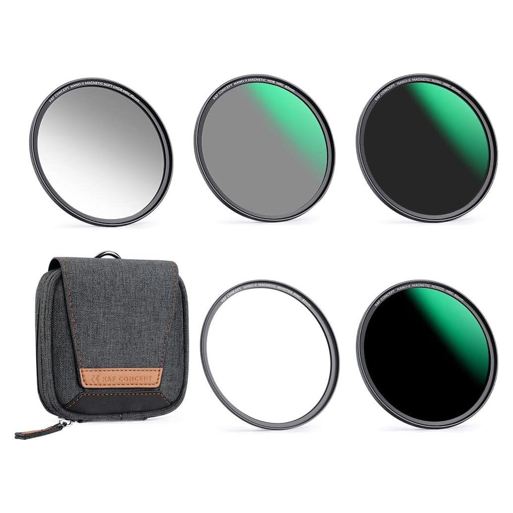 K&F Concept 67mm Magnetic ND Lens Filters Kit (5 Pack) GND8+ND8+ND64+ND1000+ Magnetic Basic Ring 28 Multi-Layer Coated Optical Glass Filters Set for Camera Lens (Nano-X Series)