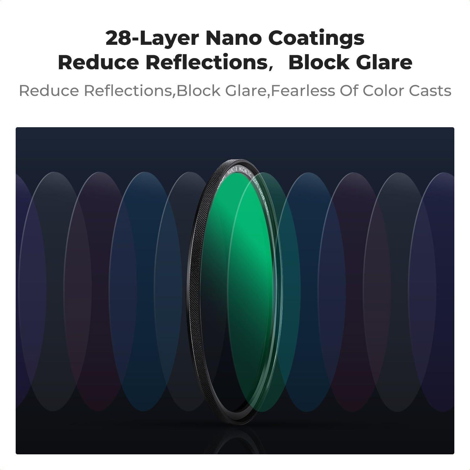 K&F Concept 67mm Magnetic ND Lens Filters Kit (5 Pack) GND8+ND8+ND64+ND1000+ Magnetic Basic Ring 28 Multi-Layer Coated Optical Glass Filters Set for Camera Lens (Nano-X Series)