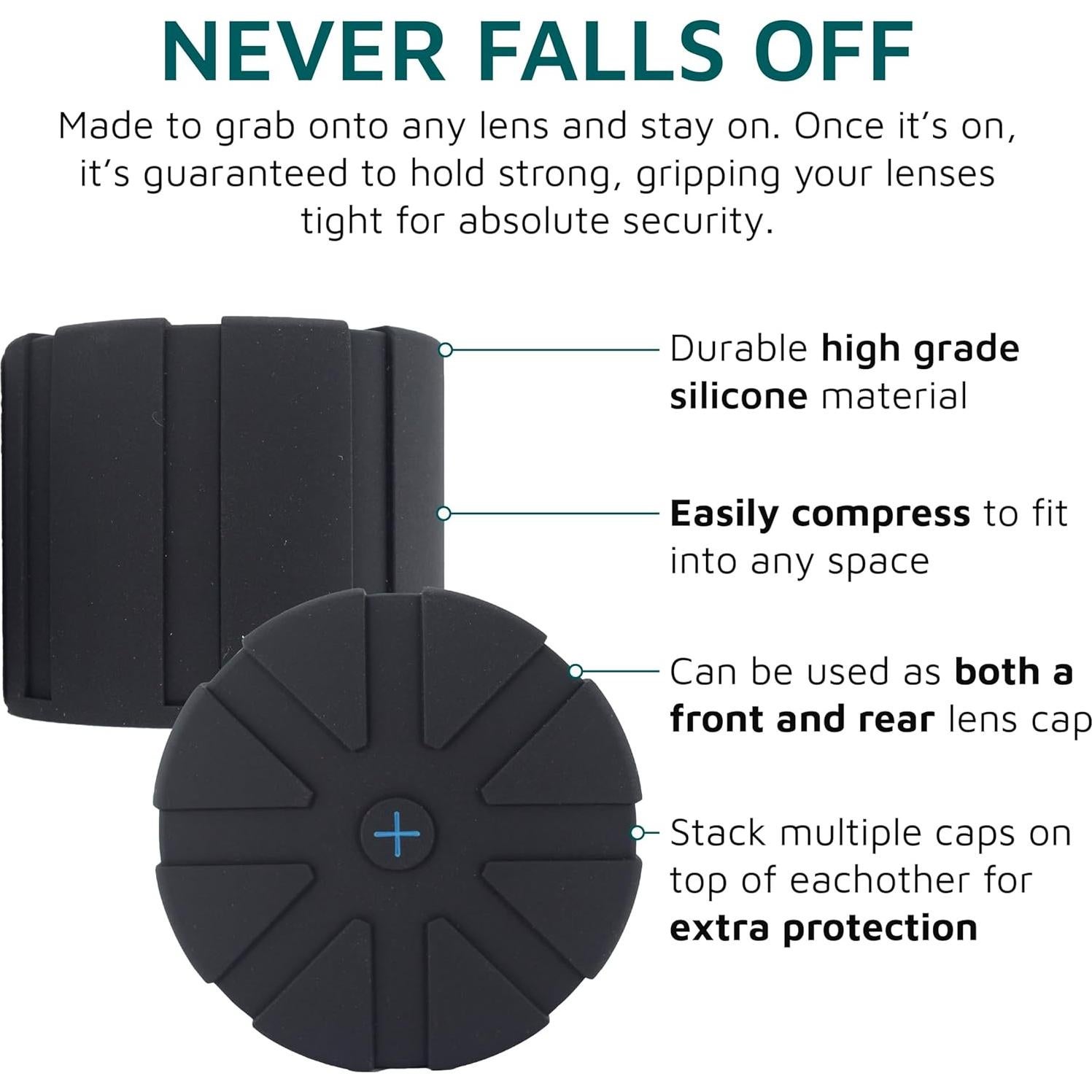 KUVRD - Universal Lens Cap, Version 1 - Fits 99% DSLR Lenses, Element Proof, Lifetime Coverage, 2-Pack