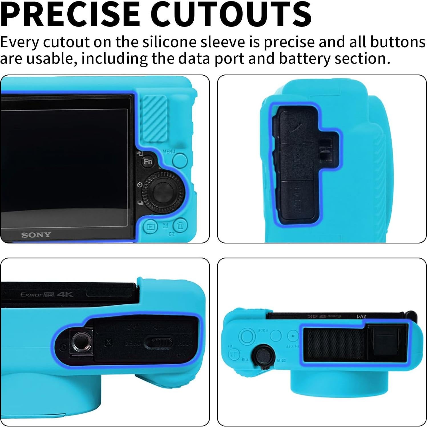 Funda de silicona para cámara Sony ZV-1 con correa - Azul